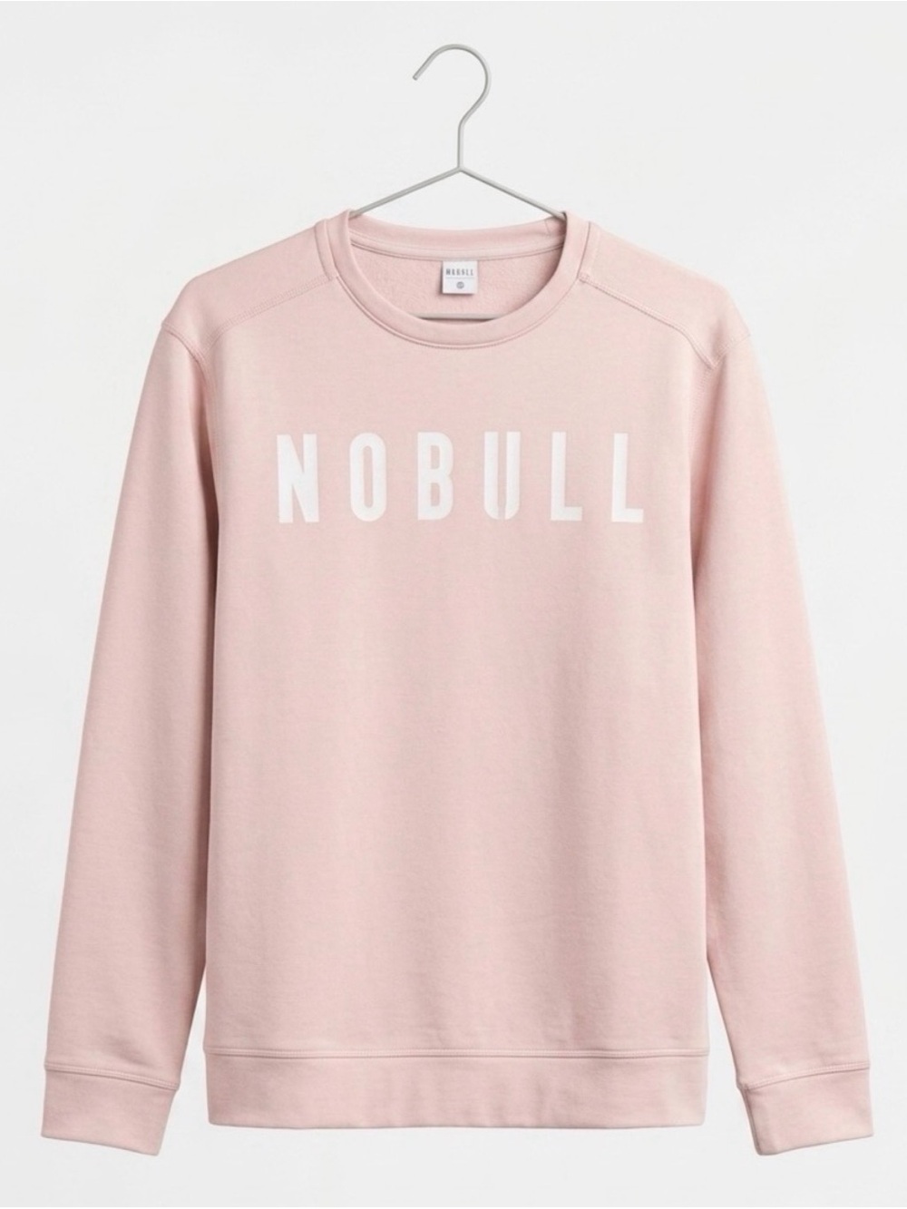 NOBULL Women’s Crewneck Sweatshirt in Light Pink with White Logo size medium